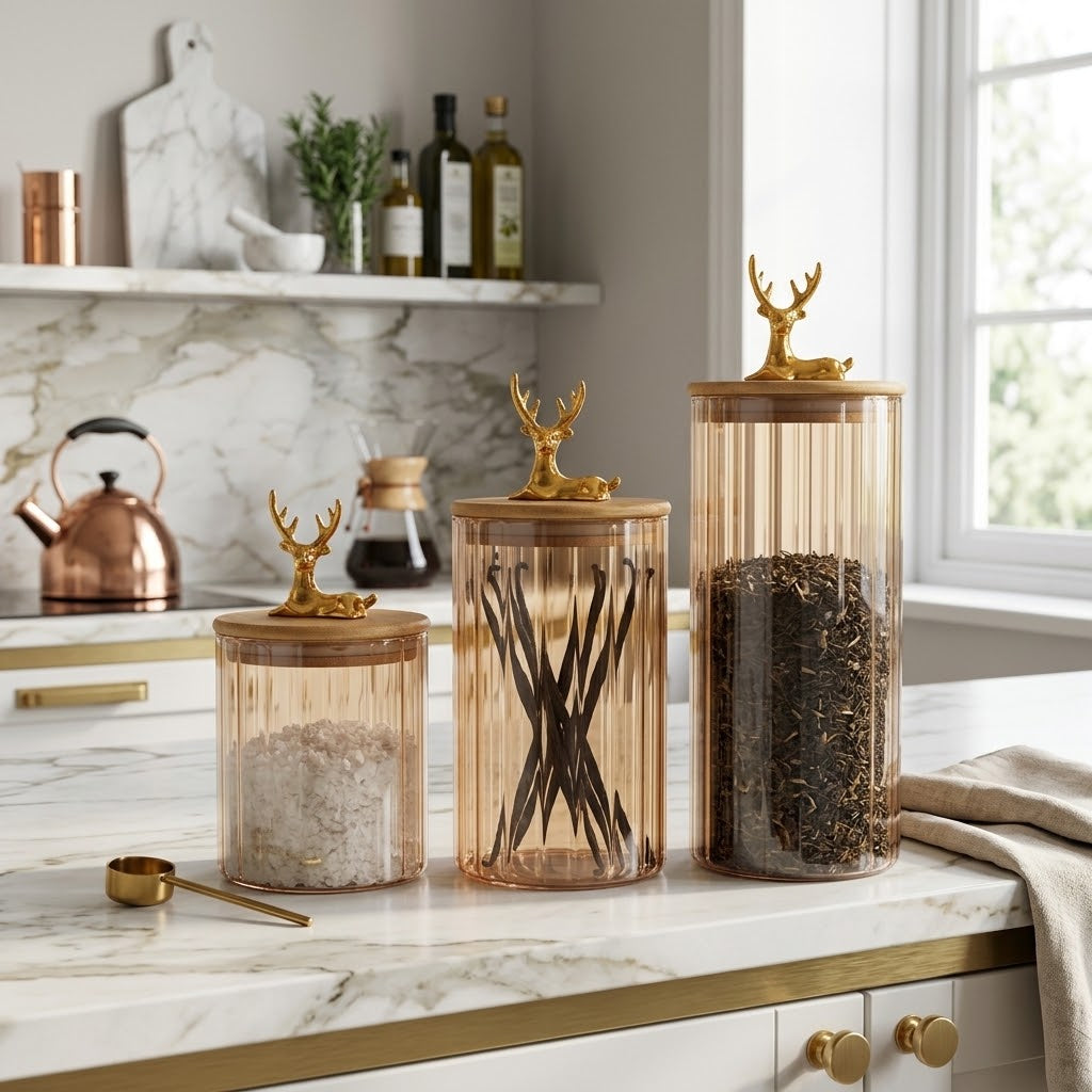 3-Piece Gold Deer Pyrex Storage Set — HomePro Egypt (view 1)