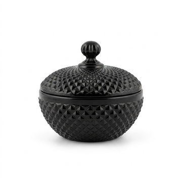 Elegant Black Glass Storage Bowl