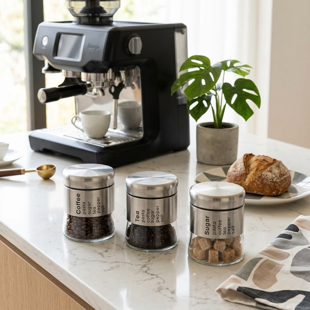 3-Piece Stainless Steel Canisters — HomePro Egypt (view 1)