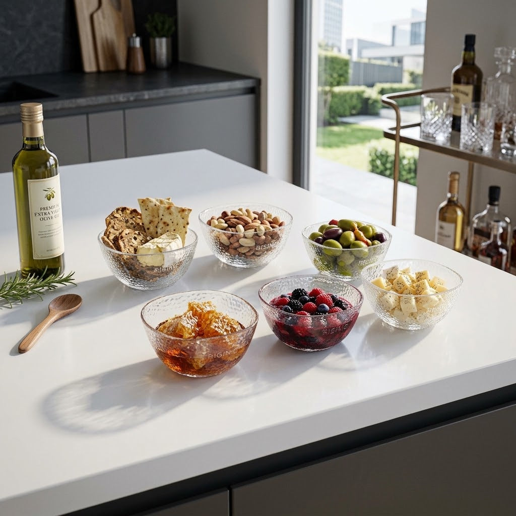 6-Pieces Dimpled Glass Bowl Set