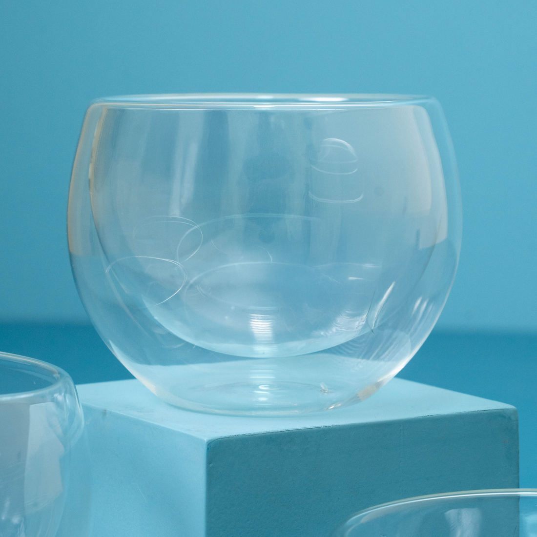 Ice Cream Double Glass Bowl Set- 4 Pcs