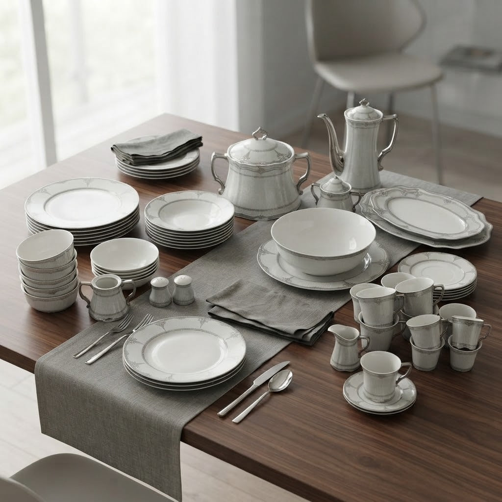 62-Pieces Majestic Bloom Dinnerware