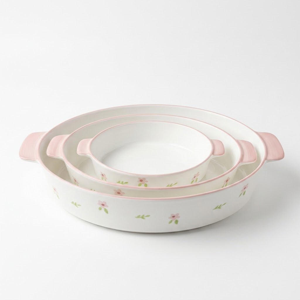 3-Pieces Rose Flower Porcelain Bowl Set — HomePro Egypt (view 1)