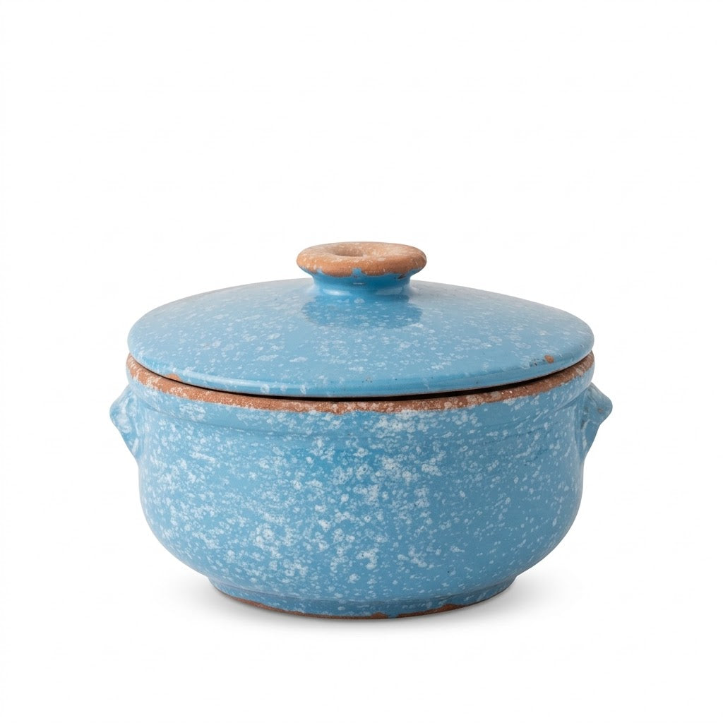 Azure Bloom Pottery Casserole