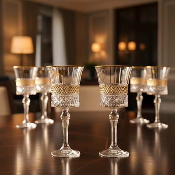 Multi-Gild Crystal Goblet Set