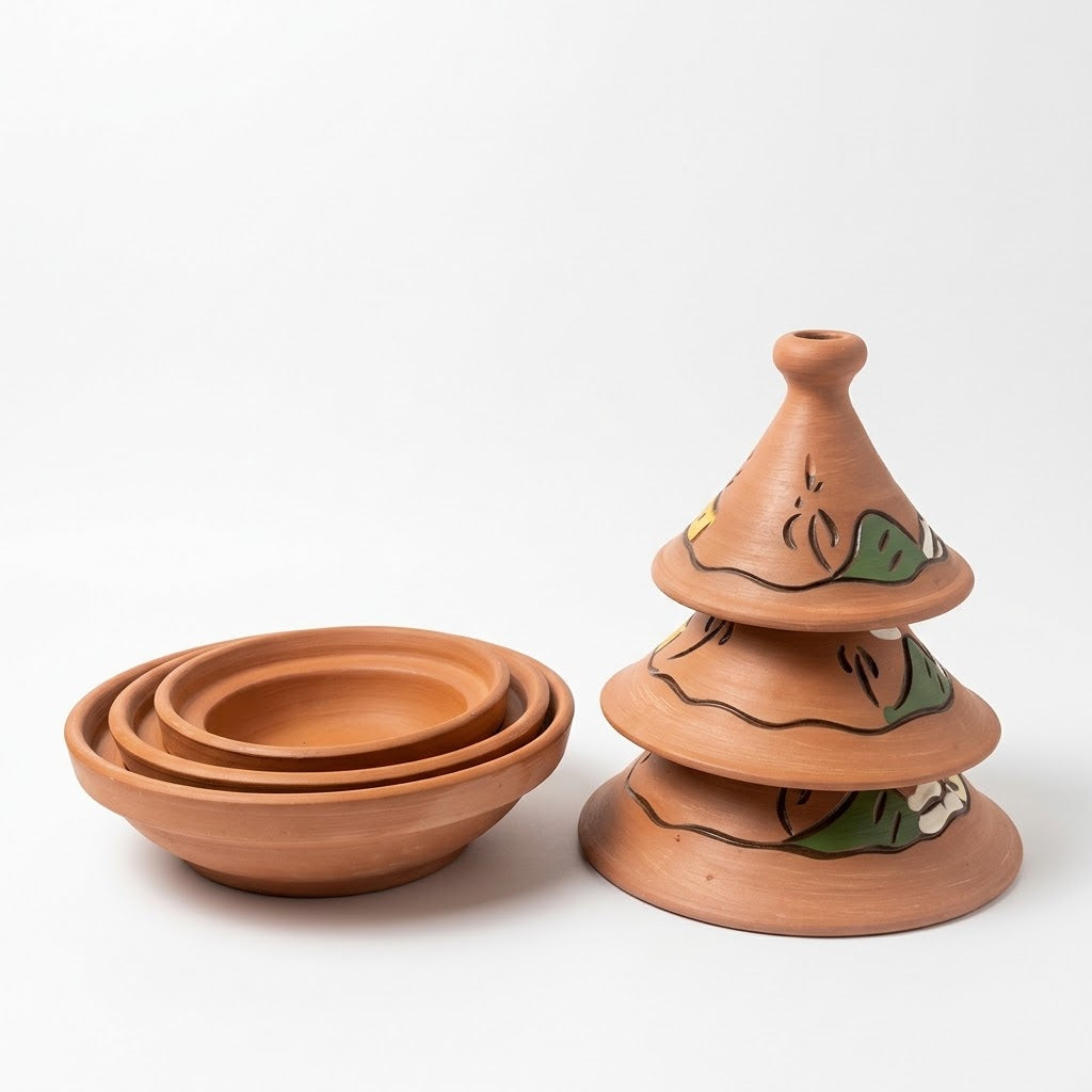 3-Piece Handcrafted Clay Tagine Set