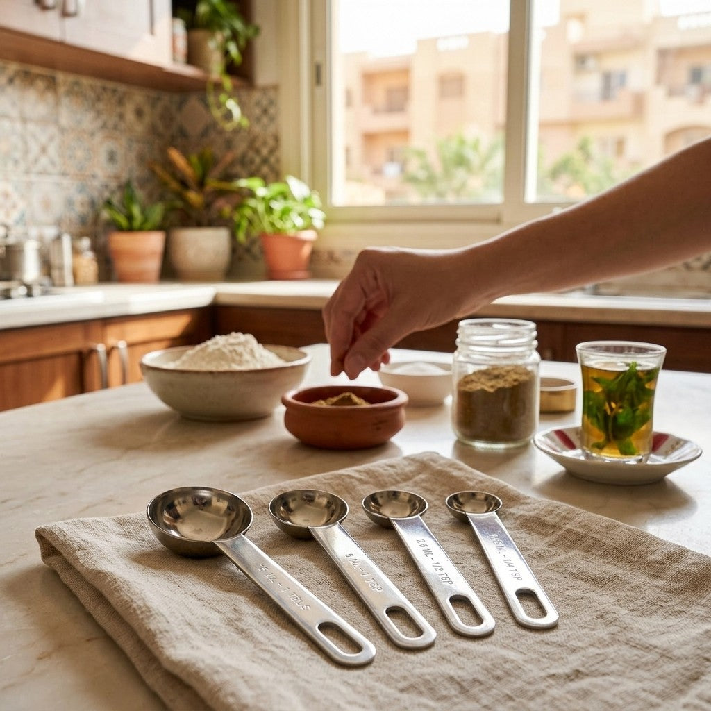 HP-AI-white Stainless Steel Measuring Spoon Set