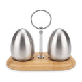 HP-AI-white Salt & Pepper Shaker Set - Wooden Holder Duo