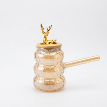 Gold Deer Pyrex Honey Pot