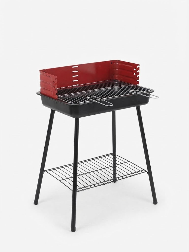 Rectangular Charcoal Grill with Wind Shield