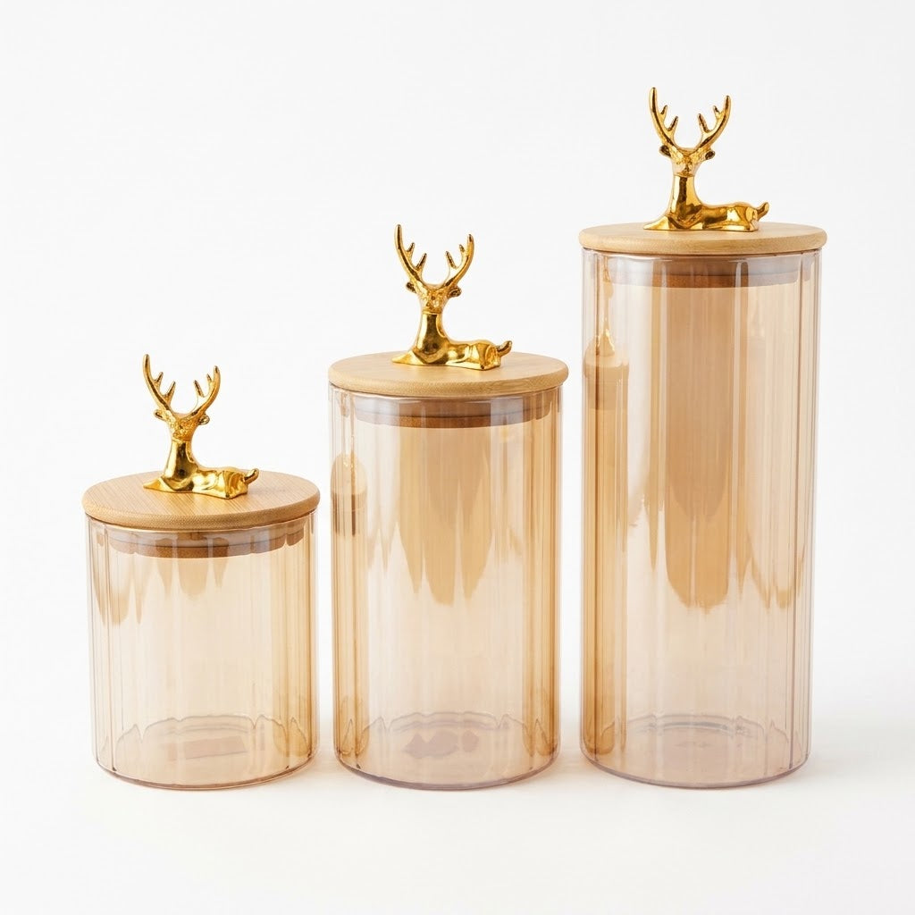 3-Piece Gold Deer Pyrex Storage Set — HomePro Egypt (view 1)