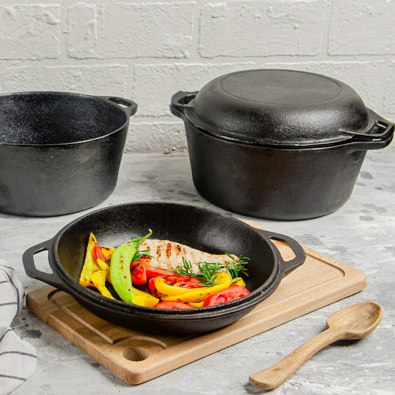 2-in-1 Cast Iron Double Dutch Oven