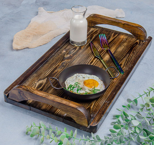 Metal Rectangular Serving Tray 35cm Large Decorative Platter for Tea Coffee  Food