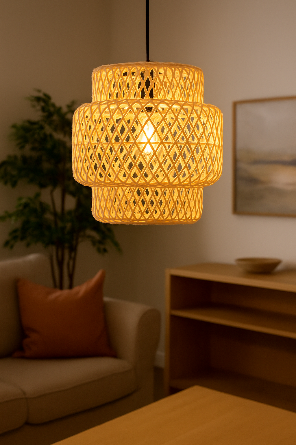 Rattan Glow Pendant