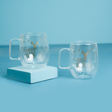 كوب زجاجي مزدوج لعيد الميلاد