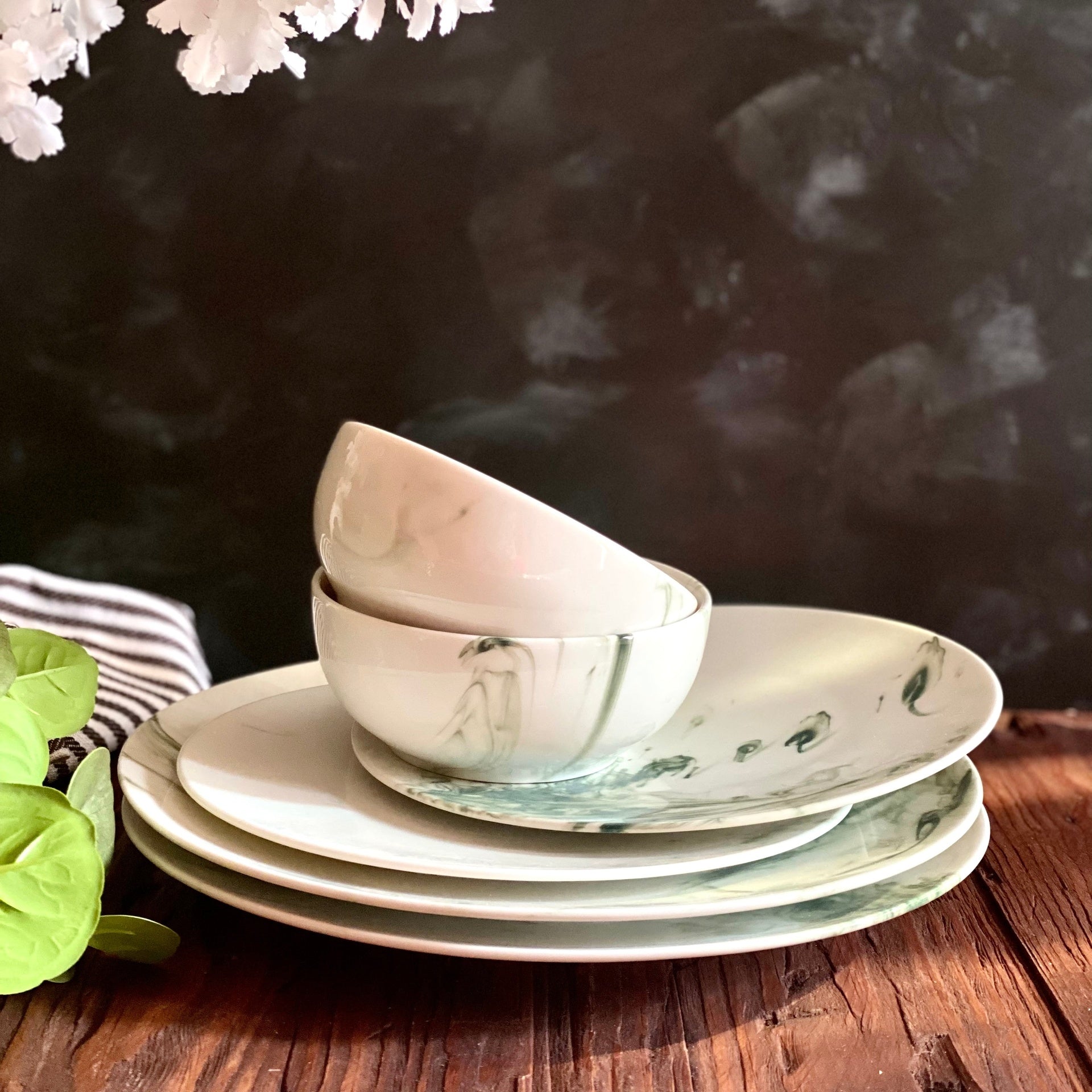 Porcelain Marble Green Set