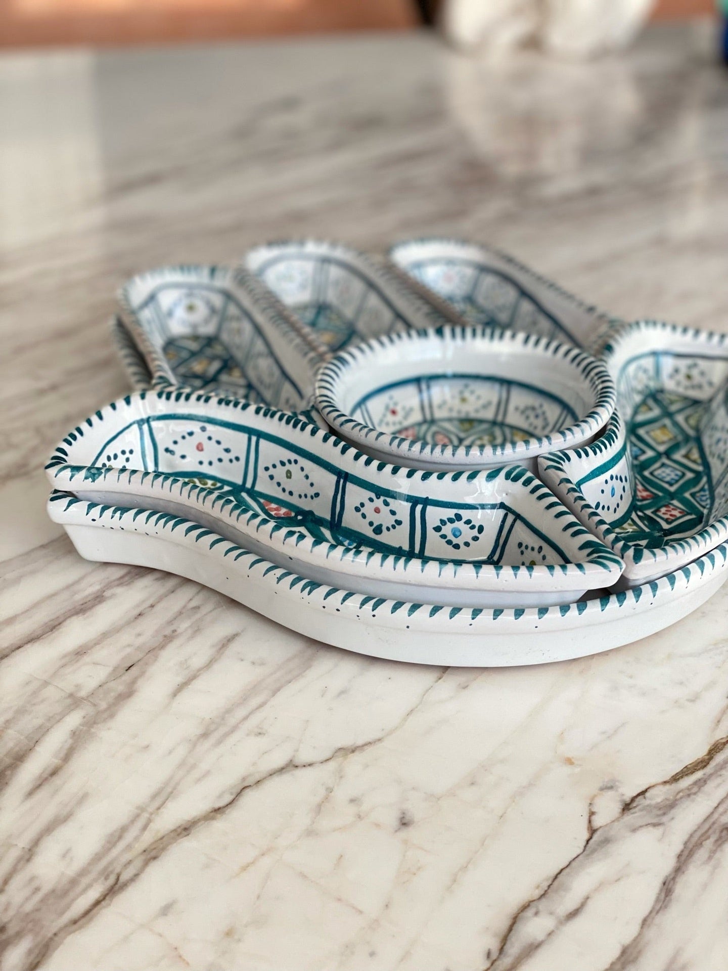 صينية فخار أرابيسك 7 قطع