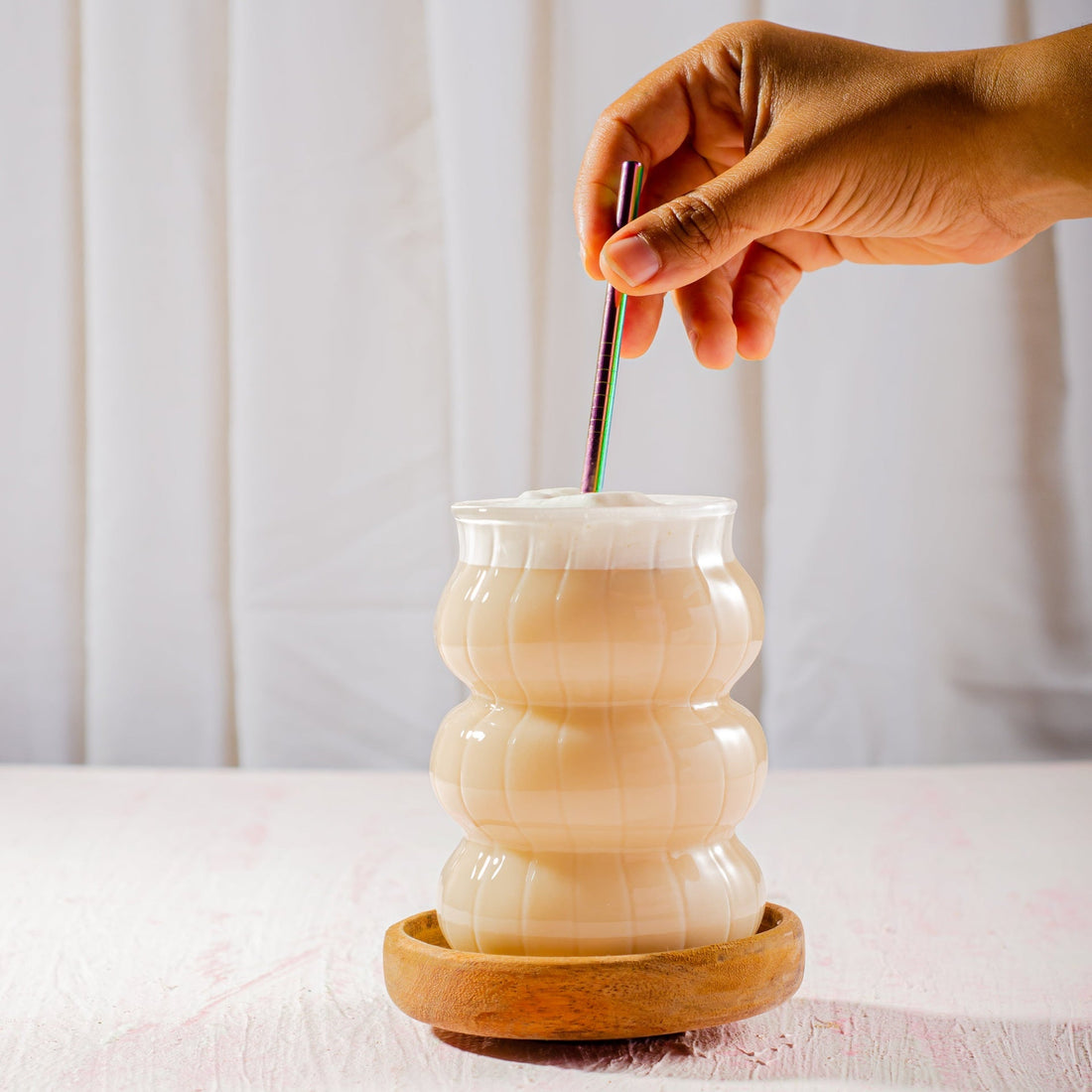 Striped Bubble Glass Cup