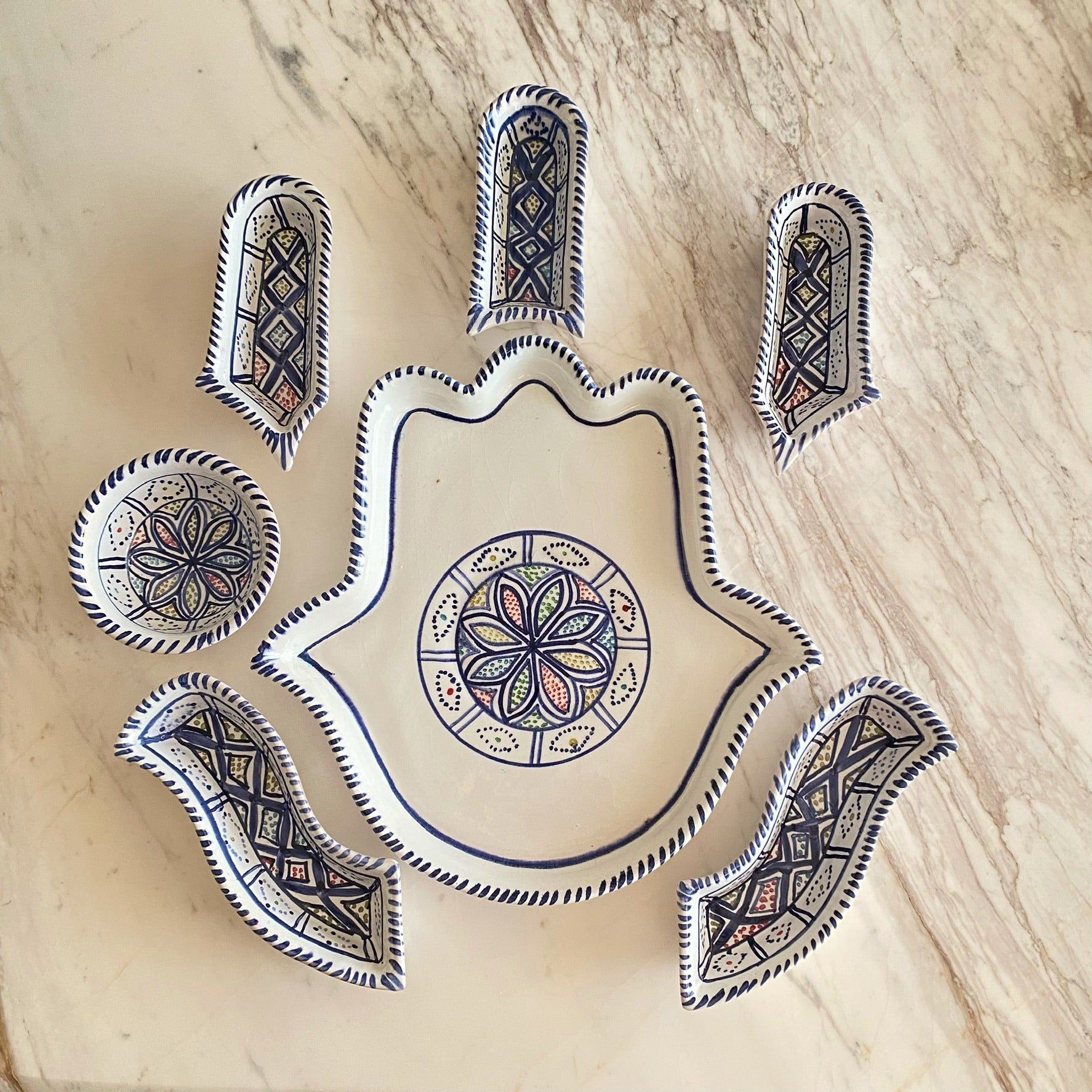 صينية فخار أرابيسك 7 قطع